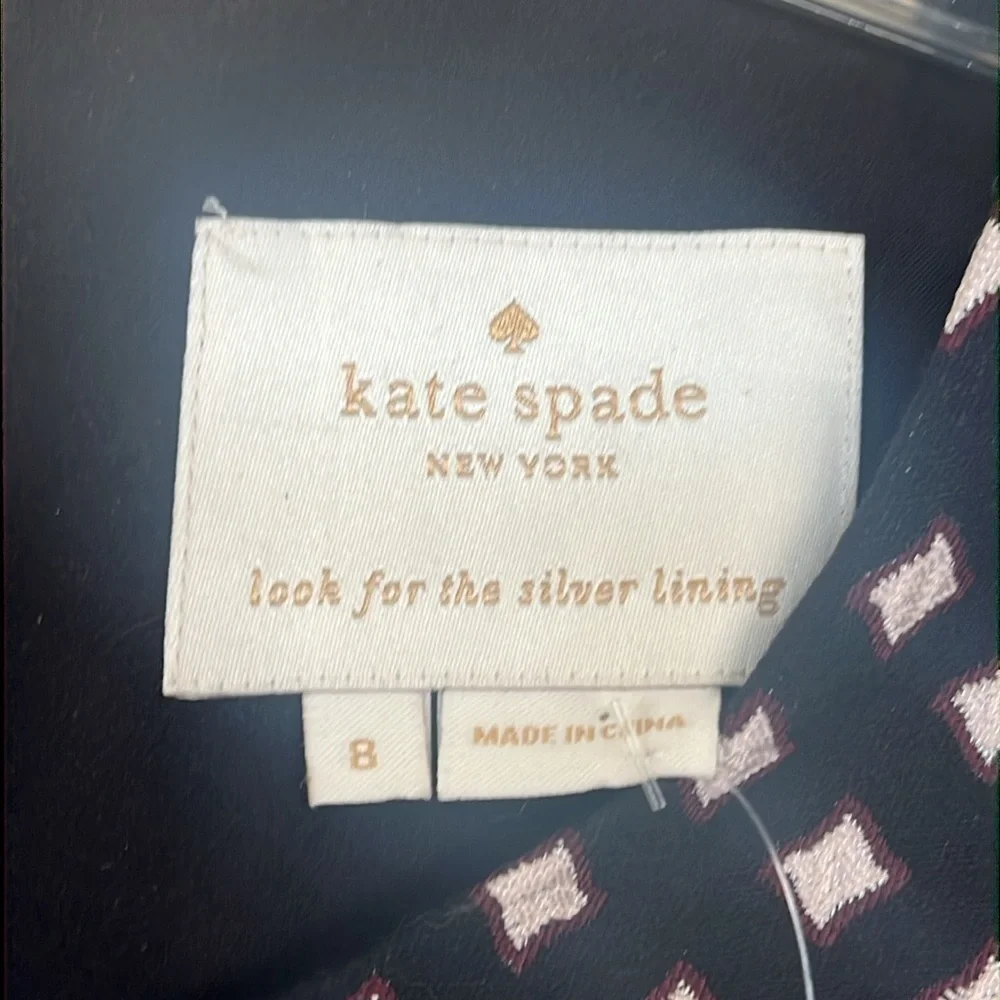 Brand New Kate Spade Diamond Jacquard A-line Dress Black Lined Sleeveless